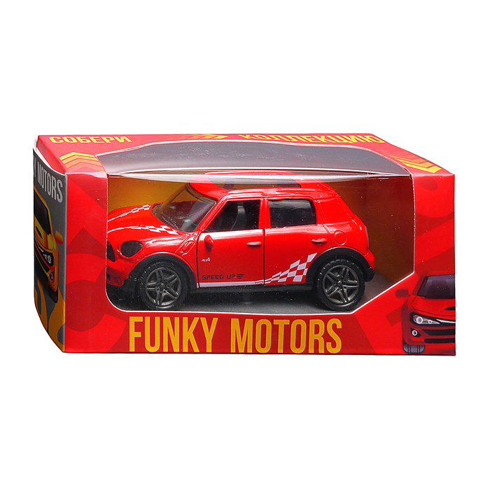Красная с белым рисунком инерционная машинка die-cast , 1:32