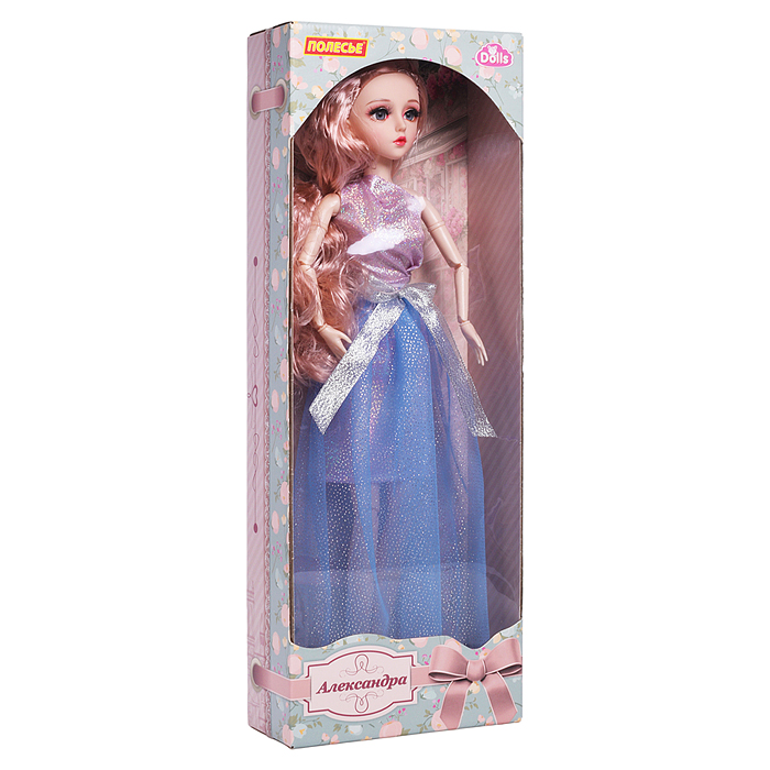 Кукла "Александра" (55 см) в платье с синей юбкой (в коробке)