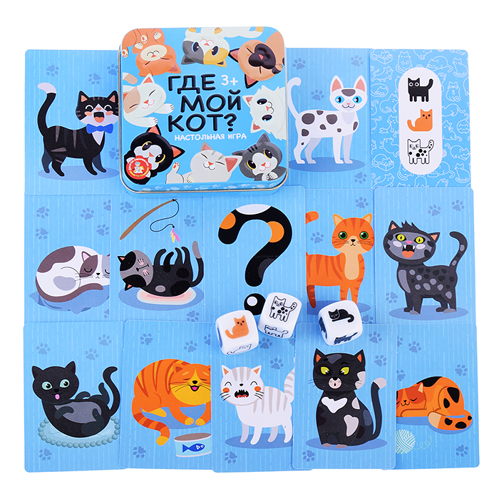 Игра настольная "Пластиковые кубики. Где мой кот?" (жестяная коробочка) Игра настольная "Пластиковые кубики. Где мой кот?" (жестяная коробочка)