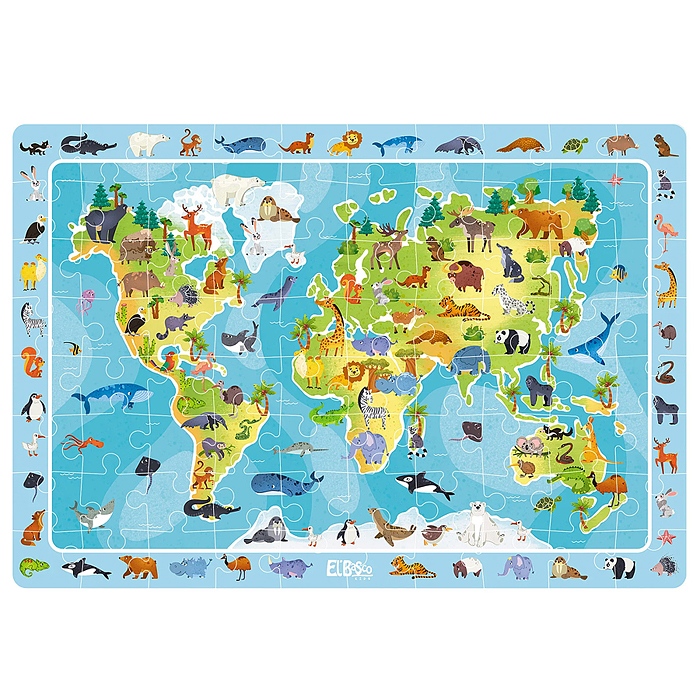 Пазл 80 "Животные мира" на внимательность 