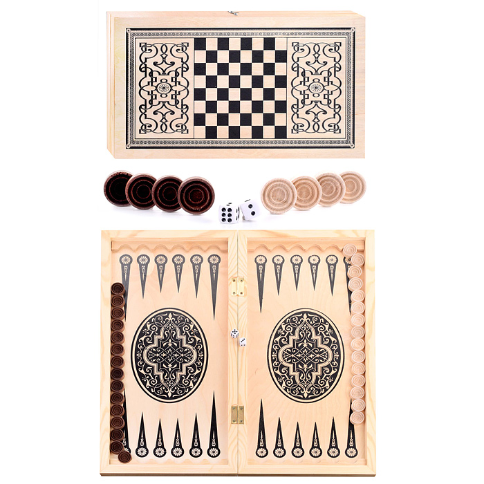 Нарды деревянные средние (500х250мм) дерев.фишки Нарды деревянные средние (500х250мм) дерев.фишки