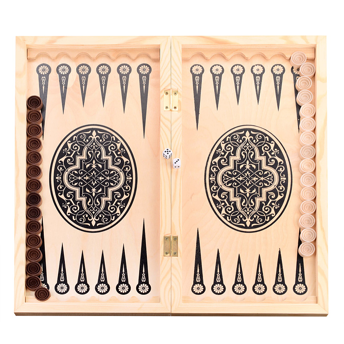 Нарды деревянные средние (500х250мм) дерев.фишки