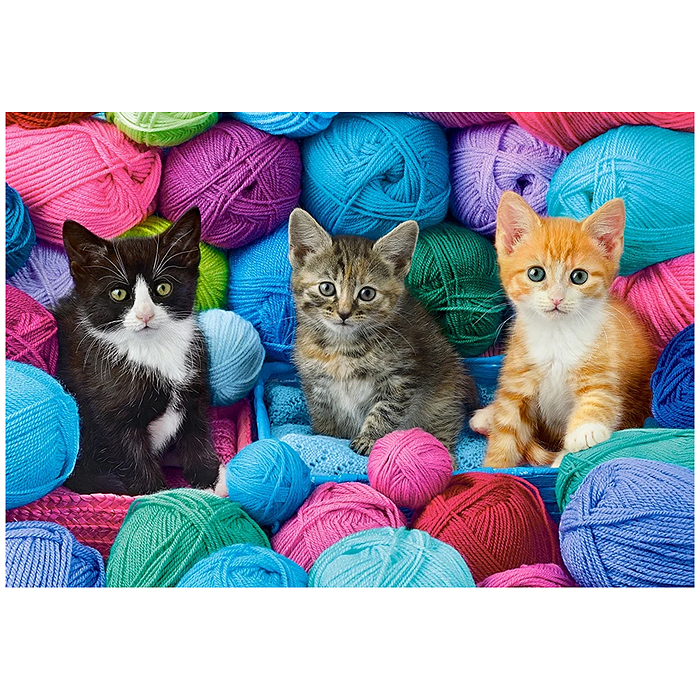 Пазлы 1000 "Котята в мотках пряжи"