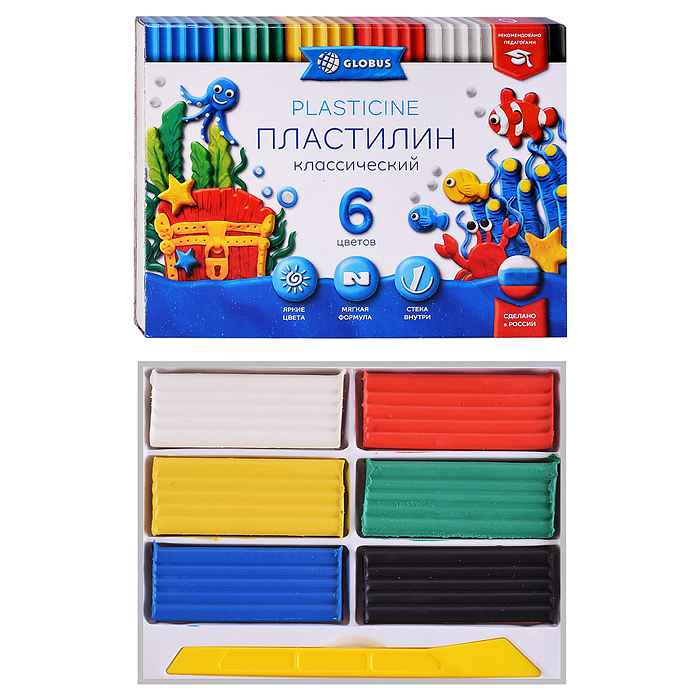 Пластилин классический 6 цв. 