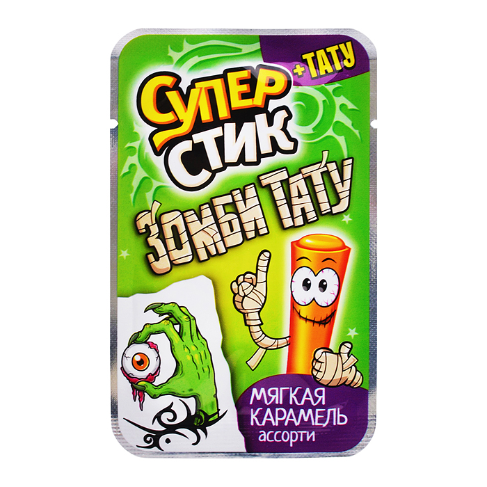 Мягкая карамель "Супер стик с тату зомби" 5гр*40шт