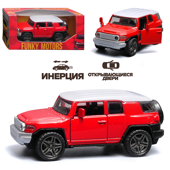 Красная с белой крышей инерционная машинка die-cast , 1:32 Красная с белой крышей инерционная машинка die-cast , 1:32