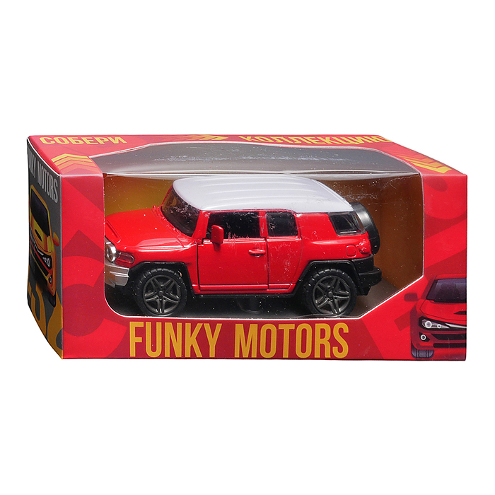 Красная с белой крышей инерционная машинка die-cast , 1:32