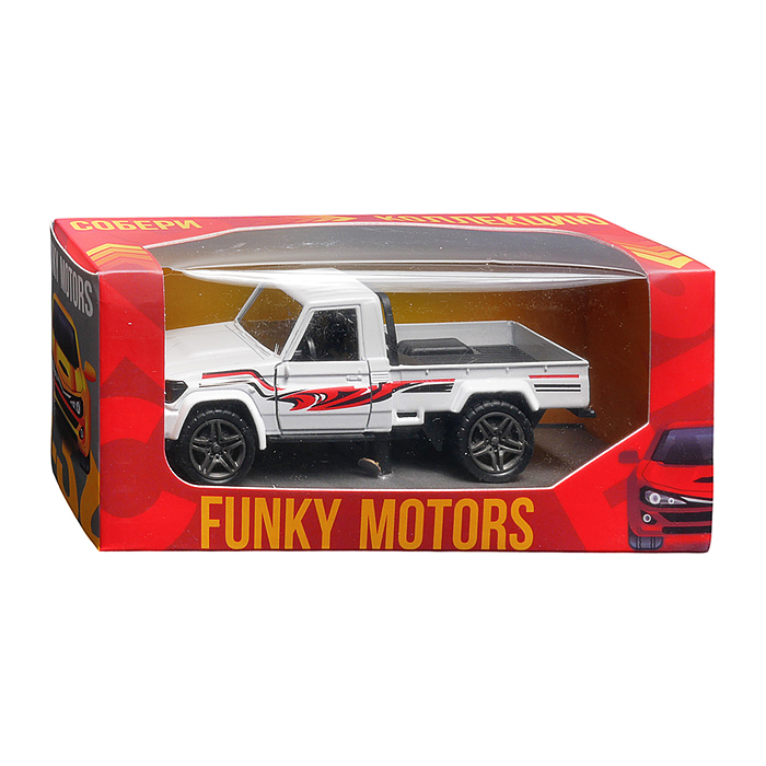 Белый с рисунком инерционная машинка пикап die-cast , 1:32