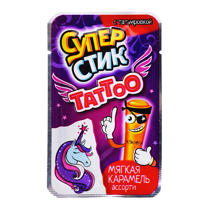 Мягкая карамель "Супер стик с тату " 5гр*40шт