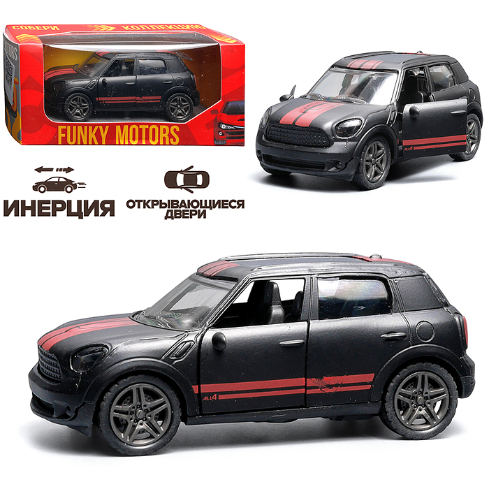 Чёрная с красными полосками инерционная машинка die-cast , 1:32 Чёрная с красными полосками инерционная машинка die-cast , 1:32