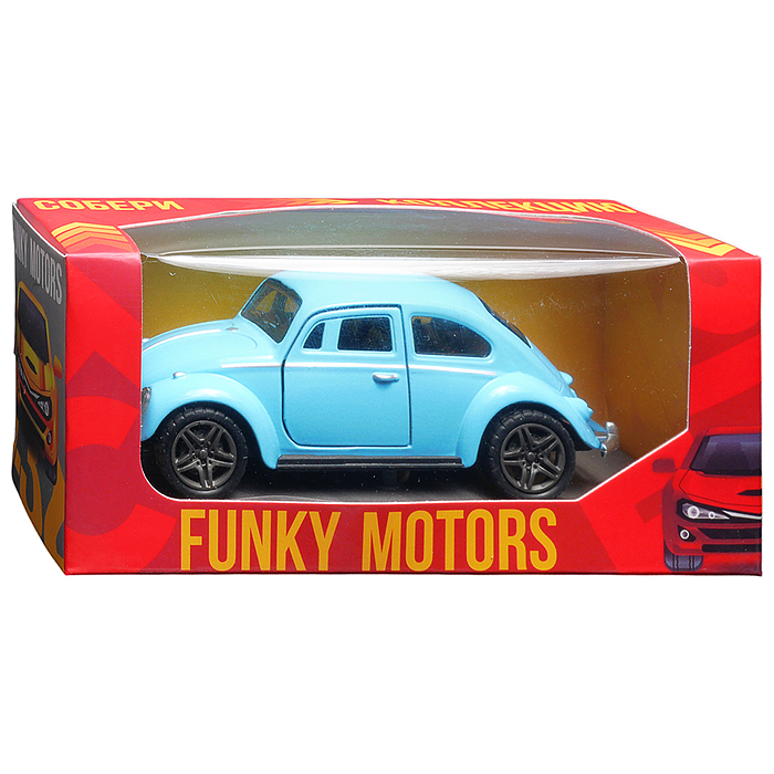 Светло-голубая инерционная машинка ретро die-cast , 1:32