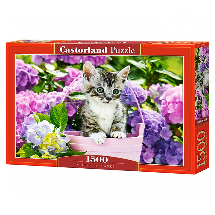 Пазлы 1500 "Котенок в корзине"