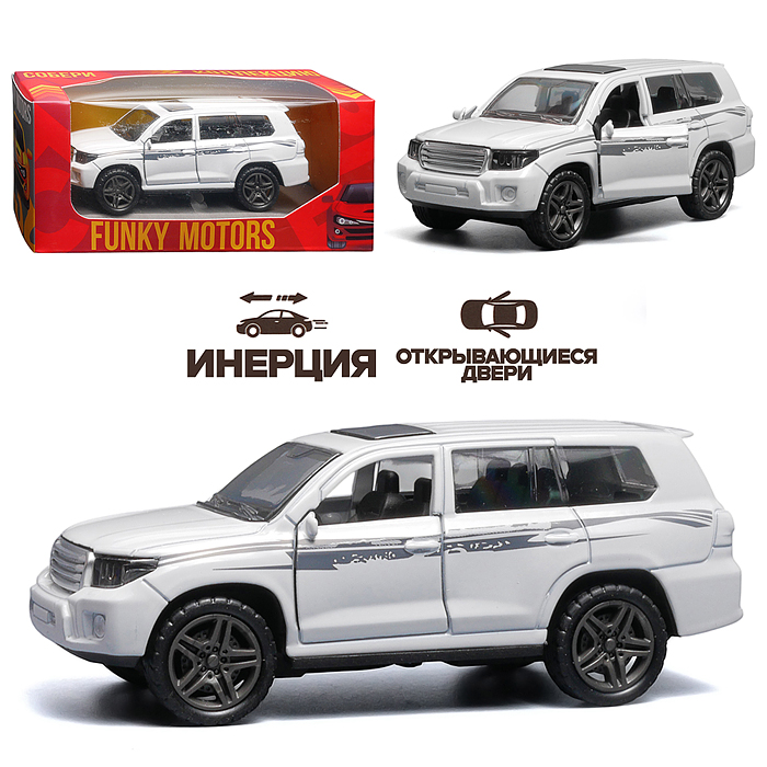 Белая с серебрянной полоской инерционная машинка die-cast , 1:32 Белая с серебрянной полоской инерционная машинка die-cast , 1:32