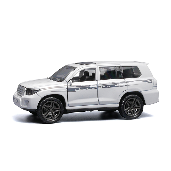 Белая с серебрянной полоской инерционная машинка die-cast , 1:32