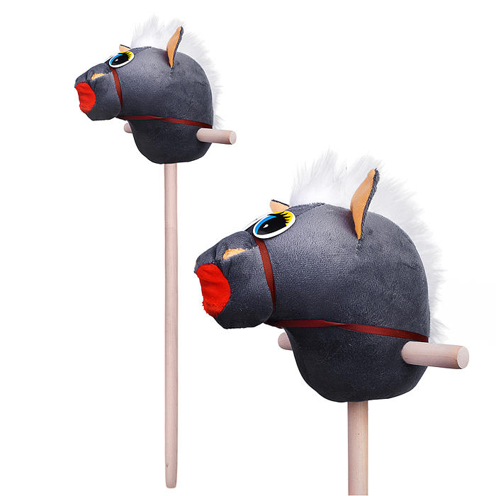 Игрушка "Лошадка" на палке (серая) 