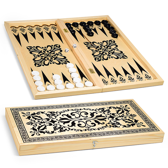 Нарды деревянные средние (500х250мм) пластик. фишки