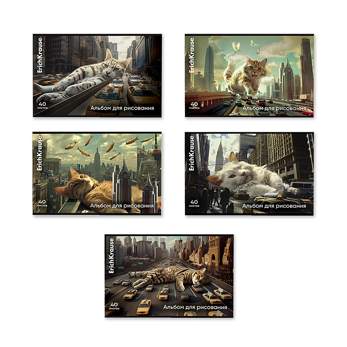 Альбом для рисования 40л. на скобе Big City Cats, А4
