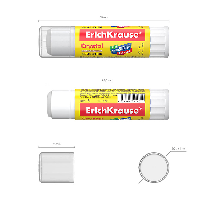 Фото к товару Клей-карандаш 15 г. ERICH KRAUSE CRYSTAL Клей-карандаш 15 г. ERICH KRAUSE CRYSTAL