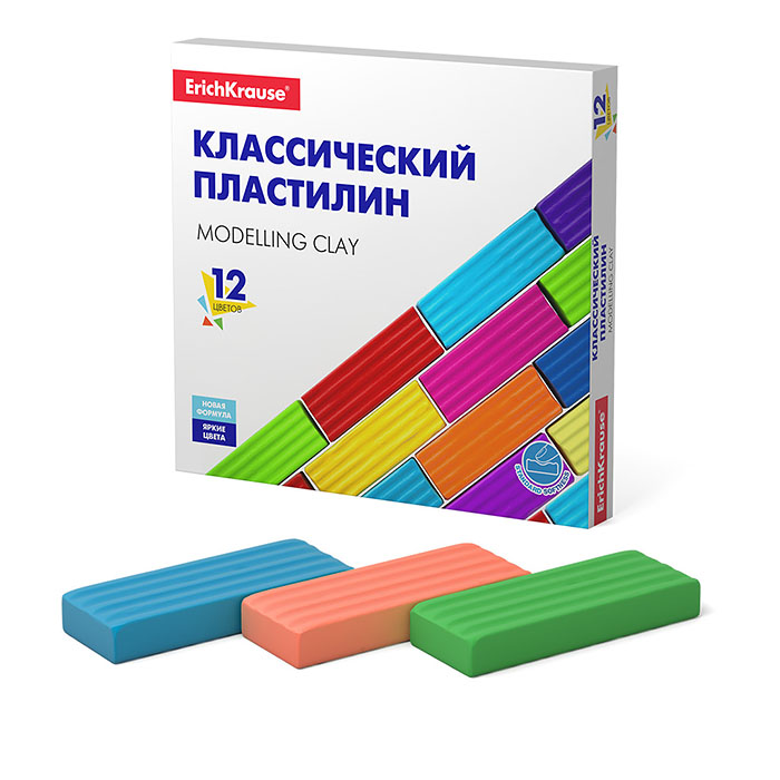 Классический пластилин 12 цветов, 192г (коробка)