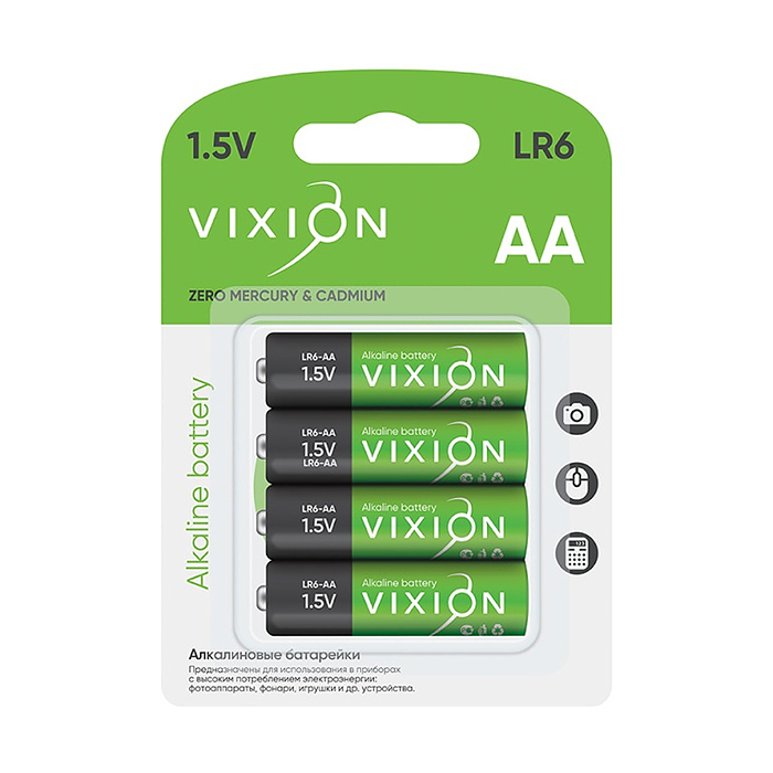 Батарейка алкалиновая Vixion LR6 - AA (блистер 4шт)
