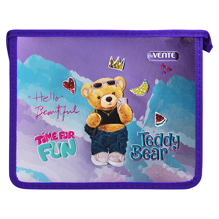 Папка для тетрадей "Teddy Bear" A5 (24x19,8x4,5 см) с текстильным расширением 4,5 см, на мо