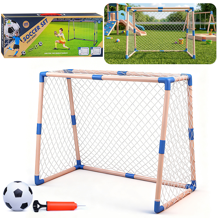 Ворота футбольные JB8890C "Меткий игрок" (мяч, насос) в коробке