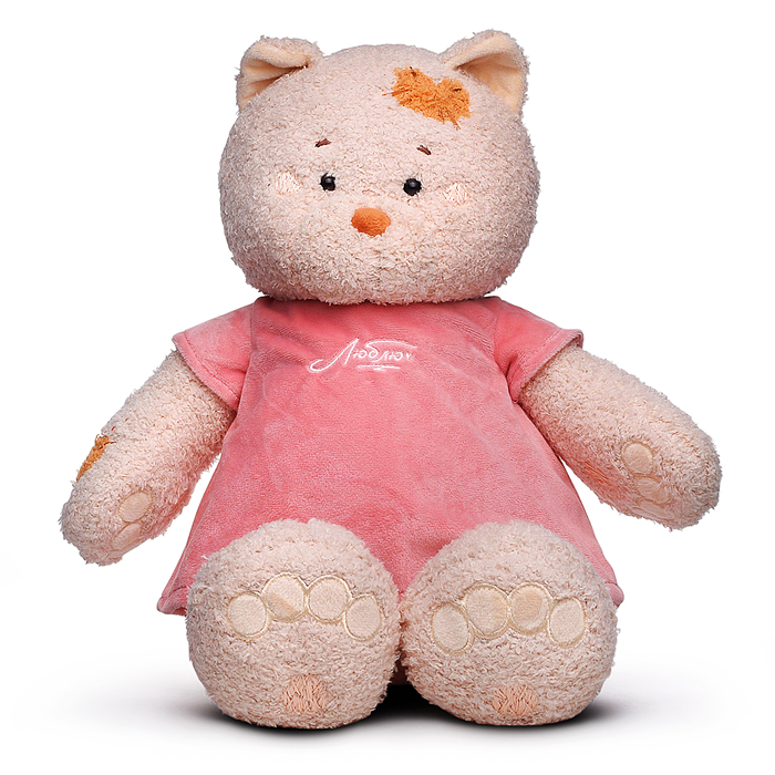 Кошка Мэри в платье пудровом, 37 см 