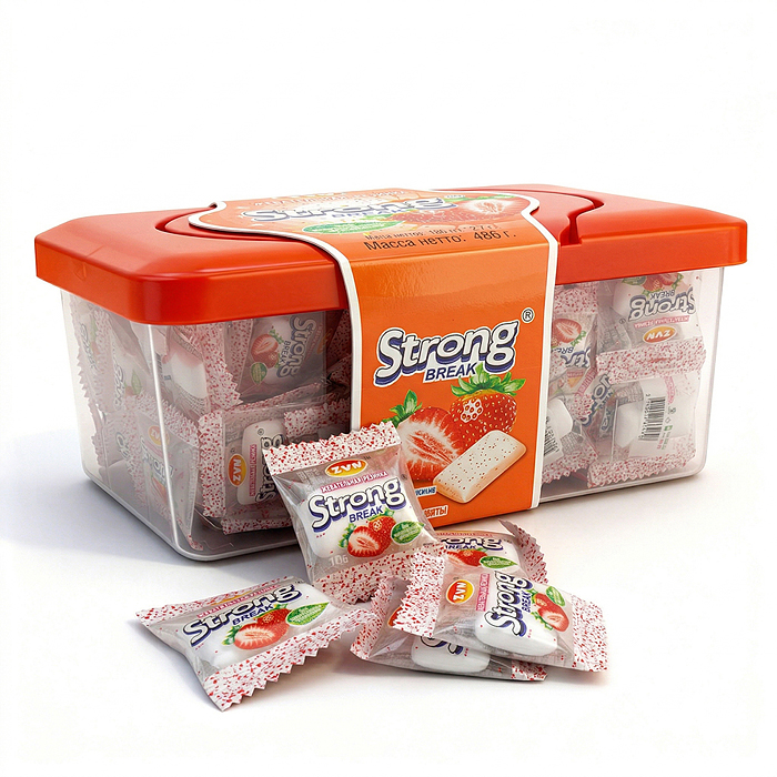 Жевательная резинка «Strong Break» со вкусом клубники и мяты 2,7г*180шт