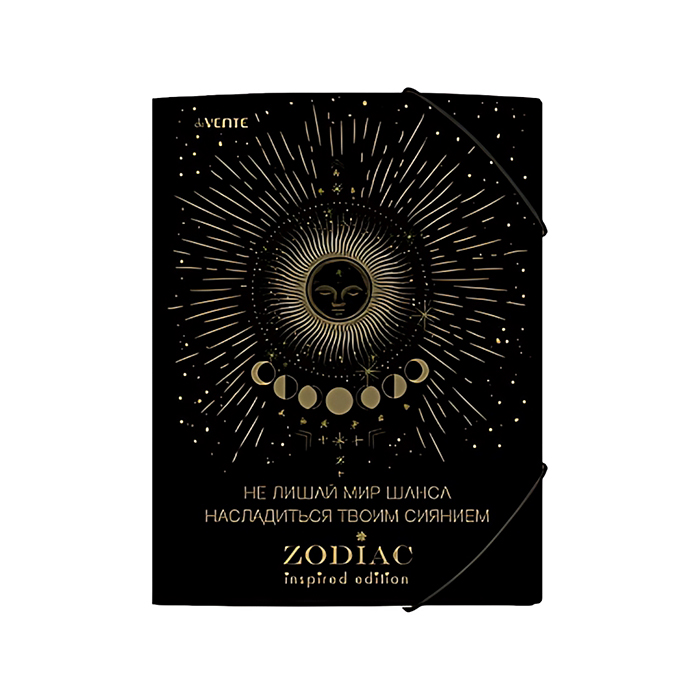 Папка с резинкой "Zodiac" A4 (240x320 мм) 400 мкм, тиснение фольгой, вертикальная резинка, 