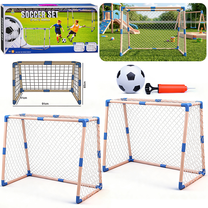 Ворота футбольные JB8890A "Веселая игра" (мяч, насос) в коробке