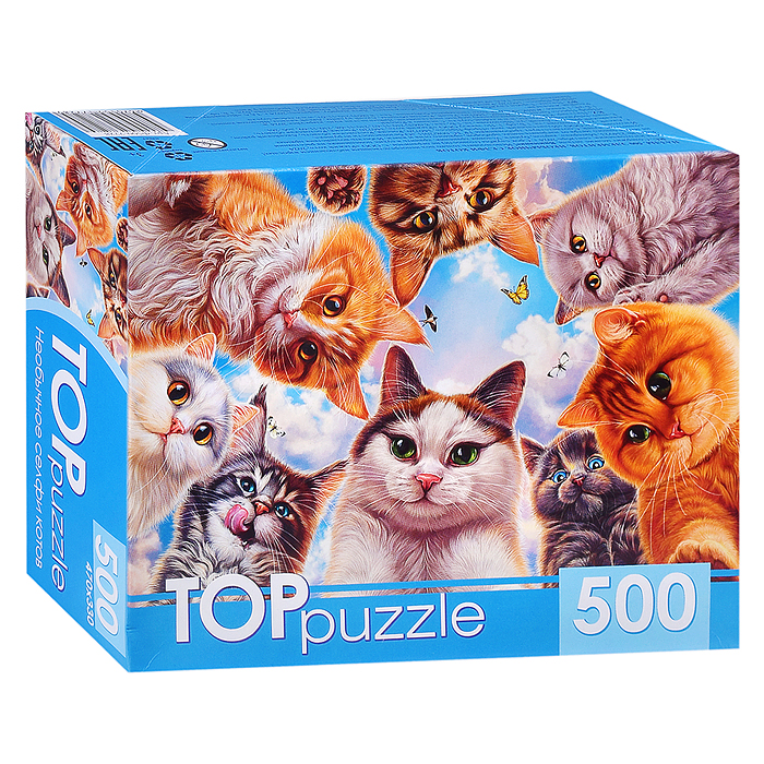 Пазлы 500 TOPpuzzle. "Необычное селфи котов" Пазлы 500 TOPpuzzle. "Необычное селфи котов"