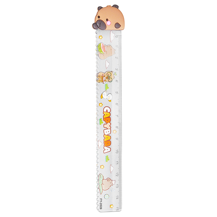 Линейка пластиковая "Capybara" 15 см, микс 4 дизайна, дисплей бокс
