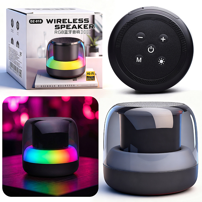 Светильник-колонка RGB "Световая симфония" в коробке (цвет черный)