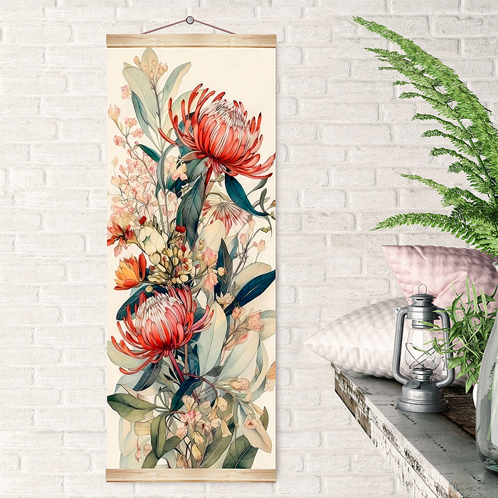 Картина по номерам 35х88 "Панно. Нежные цветы" (26 цветов )
