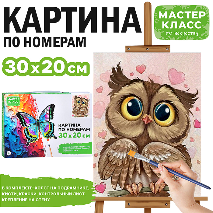Картина по номерам MKR3020-15 "Влюблённая сова" 30*20 см. Картина по номерам MKR3020-15 "Влюблённая сова" 30*20 см.