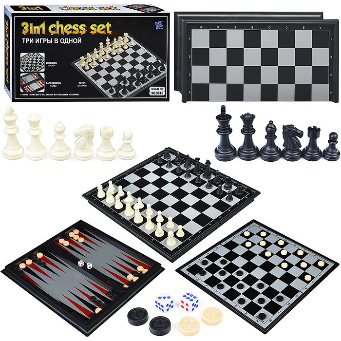 Игра 00-3176, 3 в 1 "Шахматы, шашки,нарды"
