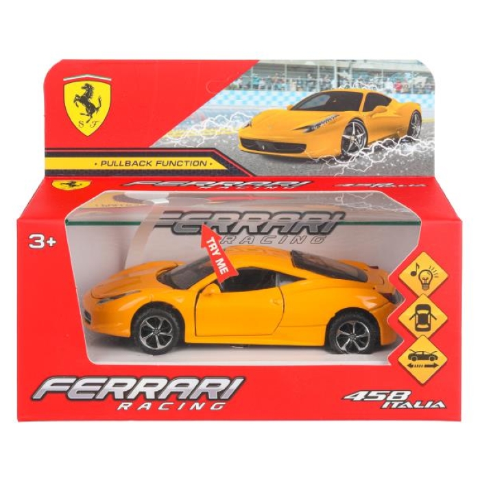 Модель металл звук Ferrari 458 Italia 14 см, двери, багажник. инерция