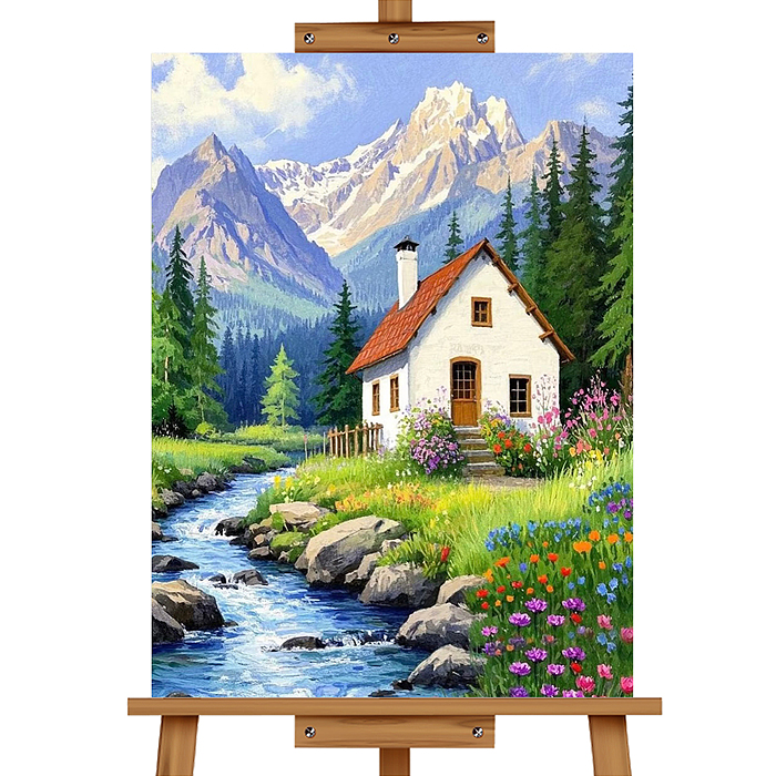 Фото к товару Картина по номерам MKR4030-121 "Домик в горах" 40*30 см. Картина по номерам MKR4030-121 "Домик в горах" 40*30 см.