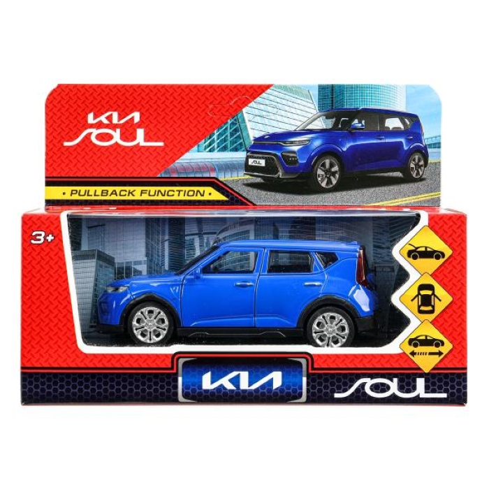 Машина металл KIA soul длина 12 см, двери, багажник, инерц, синий