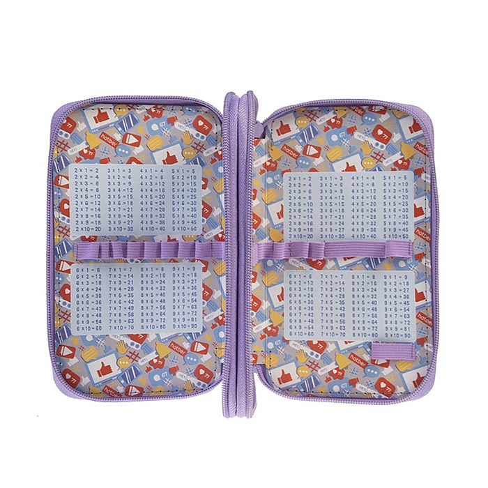 Пенал 190х110мм 2 отделения на молнии мат.ламин. "Цветочный стиль" с таблицей умножения