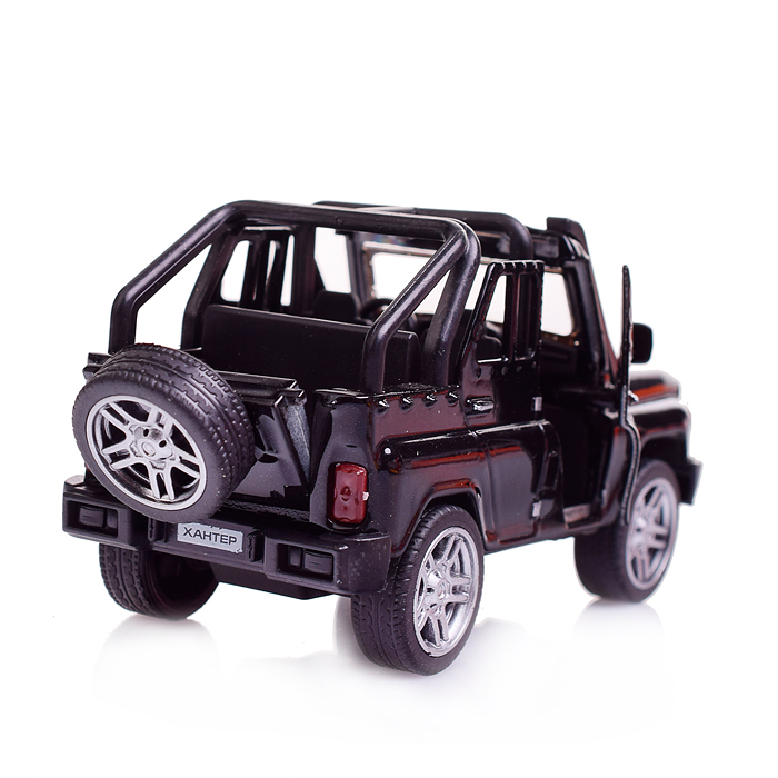 Машина металл UAZ Hunter, 11,5 см, (откр. двери, багаж, черный)инерц, в коробке
