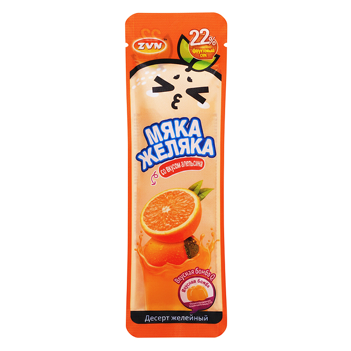 Десерт желейный ароматизированный "Мяка Желяка" со вкусом апельсина и ананаса 40г*20шт