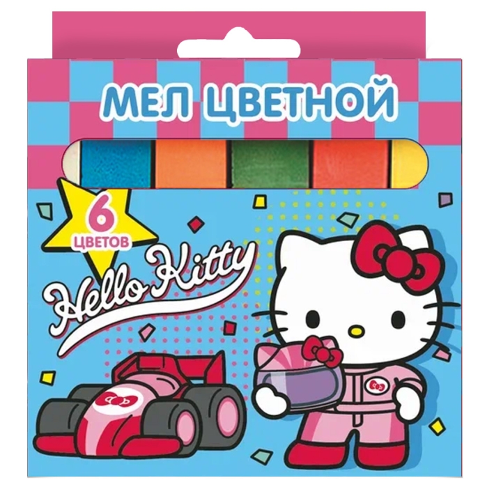 Мел цветной "Hello Kitty&friends" 6 шт в картонной упаковке с европодвесом