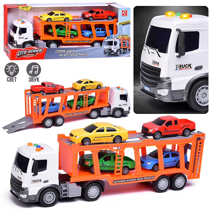 Машина RJ3380 "Автовоз" (свет, звук) цвет красный, в коробке Машина RJ3380 "Автовоз" (свет, звук) цвет красный, в коробке