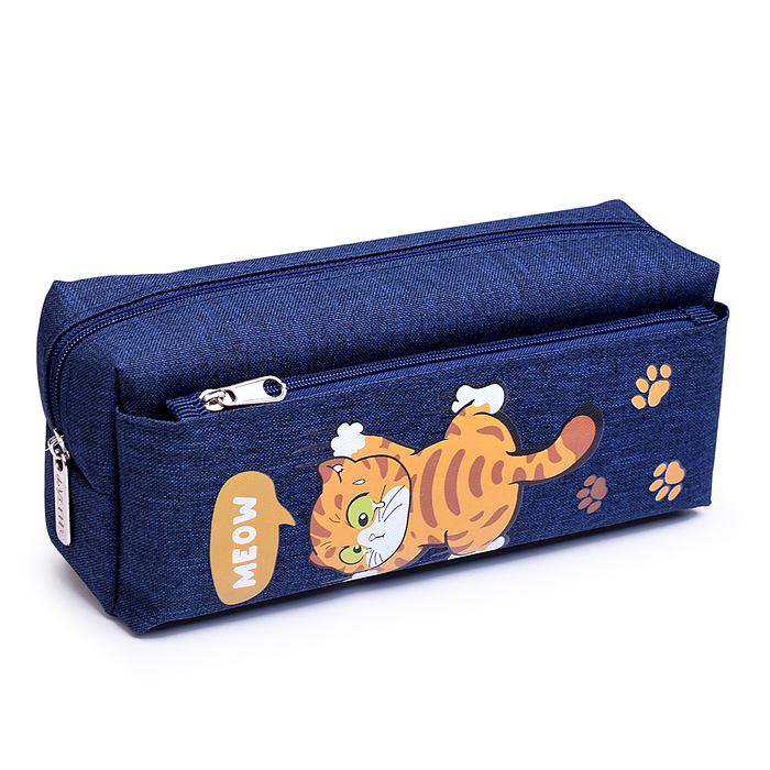 Пенал "Meow Cat" 21x8,5x6 см, плотный износостойкий полиэстер с водоотталкивающей пропиткой