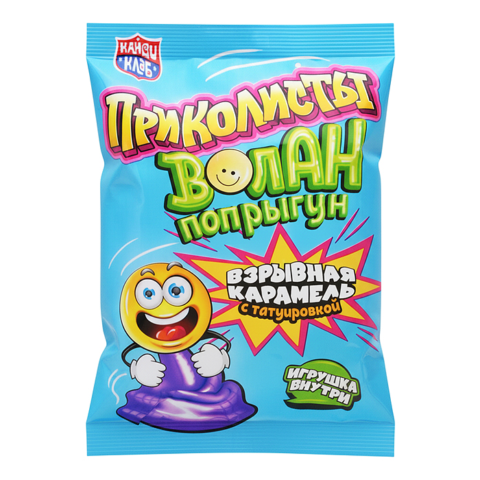 Фото к товару Взрывная карамель с игрушкой и татуировкой "Приколисты. Волан-попрыгун" 1г*30шт Взрывная карамель с игрушкой и татуировкой "Приколисты. Волан-попрыгун" 1г*30шт