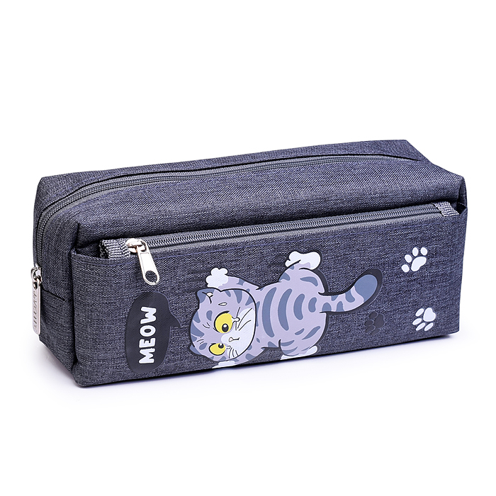 Пенал "Meow Cat" 21x8,5x6 см, плотный износостойкий полиэстер с водоотталкивающей пропиткой
