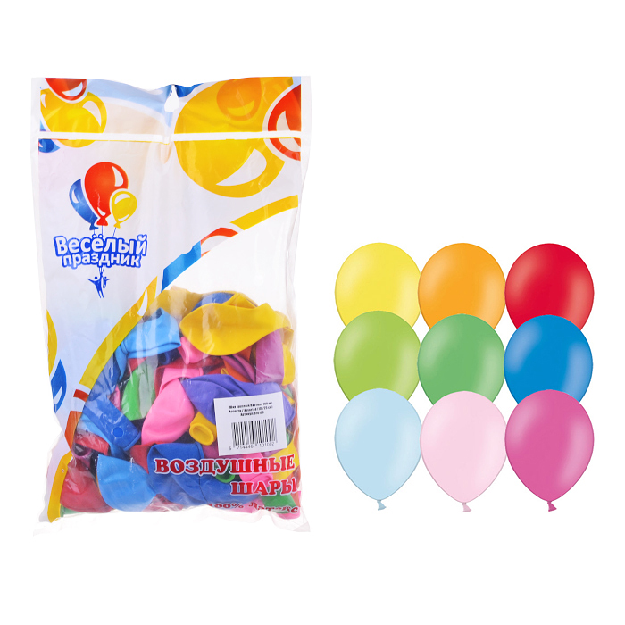 Шар (10''/25 см) Ассорти, пастель, 100шт. Шар (10''/25 см) Ассорти, пастель, 100шт.