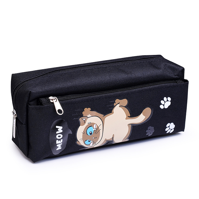 Пенал "Meow Cat" 21x8,5x6 см, плотный износостойкий полиэстер с водоотталкивающей пропиткой