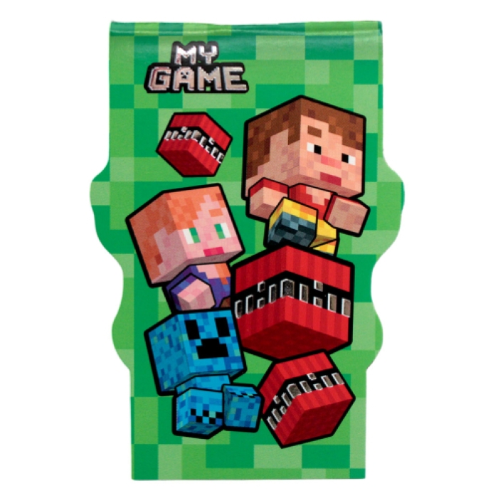 Блокнот фигурный А7 40л. "My Game" на скрепке, без линовки, тиснение серебряной фо